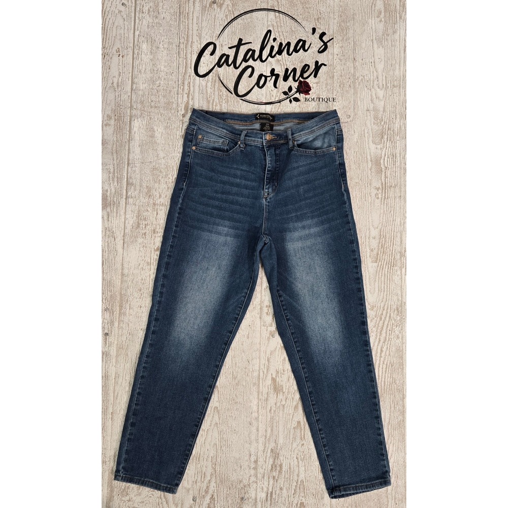 Nanette Lepore Belle High Rise Ankle Slim Jeans Medium Wash Blue Denim Size 12
